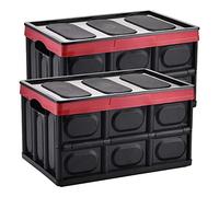 Yorbay Set de 2 Boîtes de Rangement Pliable avec Couvercle Caisse Pliable, Boîte Rangement pour Vêtement, Décoration, Jouets, Magazine, Petit Trucs, Accesoires, Réutilisable (55L, Noir)
