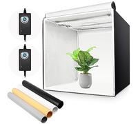 Yorbay Studio Photo 60x60x60cm Tente Portable Pliable avec 2 LED Bandes Lumière du Jour 5500k - 4 Fonds (Blanc Chaud/Noir/Blanc Pur/Gris) - Tente de Shooting avec Sac de Transport
