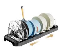 Yorbay Support de couvercle de casserole extensible pour armoire et tiroir : organiseur de poêles extensible avec 8 compartiments réglables - Support de poêle pour cuisine, couvercles de casseroles et