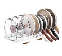 Yorbay Support de couvercle de casserole ,Support de couvercle de casserole extensible avec 10 compartiments réglables , Cuisine Casseroles Organisateur de couvercle de casserole