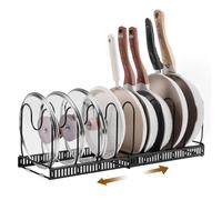 Yorbay Support de couvercle de casserole ,Support de couvercle de casserole extensible avec 10 compartiments réglables , Cuisine Casseroles Organisateur de couvercle de casserole