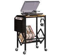 Yorbay Support pour Tourne-disques Vinyles avec Sac d’Organisation Table de Platine 2 Niveaux pour 200 Albums Disques CDs Cadeau pour Amateur de Musique Salon Chambre à Coucher - Noir
