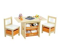 Yorbay Table Enfant avec 2 chaises, Chaise Enfant avec Espace de Rangement, Table de Peinture pour Chambre d'enfant, Salle de Jeux, Maternelle, Meubles pour Enfants (Naturel)