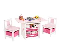 Yorbay Table Enfant avec 2 chaises, Chaise Enfant avec Espace de Rangement, Table de Peinture pour Chambre d'enfant, Salle de Jeux, Maternelle, Meubles pour Enfants (Rose)