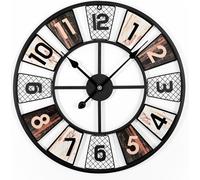 YorbayHorloge murale Grande 60cm Salon Moderne Horloge murale Ronde Métal Chiffres arabes, Horloges pour chambre à coucher, style vintage Décoration cuisine