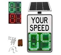 YORCME Panneau de signalisation Radar Solaire, Panneau de limitation de Vitesse à Affichage LED, télécommande réglable