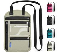 Yordawn Pochette Tour de Cou Voyage Bloqueur RFID Sac de Passeport pour Femme Homme Imperméable Porte-Passeport avec Bandoulière Réglable pour Cartes Éléphone (Gris Clair)