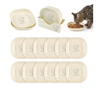 Yoreva 12 Pièces Gamelle Chat, Bol Chat, Gamelle pour Chat Plate | Écuelle Pour Chat, Bol d’Alimentation Pour Chat, Gamelle Pour Nourriture De Chat, Cat Bowl Pour Chats Et Petits Chiens