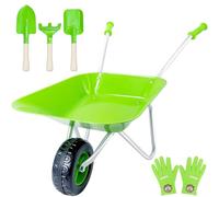 YORFULL Brouette Enfant, Kit de Jardinage pour Enfants avec Brouette en Métal, Pelle Jardinage, Râteau de Jardin et Gants Jardinage Enfant, Outils Jardinage Enfant pour Jeux Exterieur