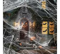 YORFULL Toile Araignée Decoration Halloween, 100g avec 20 Araignées en Plastique, Toile d Araignée Extensible pour Halloween Décoration Intérieure et Extérieure, Décoration de Maison Hantée