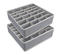 Yorgewd 2 Pièces Organisateurs de Tiroirs Non-tissé, Organisateurs de Placard de Rangement de sous-vêtements Pliables pour Chaussettes, Cravates, sous-vêtements (Gris)