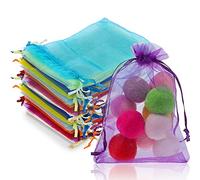 Yorgewd Lot de 100 sachets en organza, 10 x 15 cm, sacs cadeaux pour mariage, fête prénatale, Noël, fête d'anniversaire (multicolore)