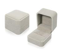 Yorgewd Lot de 2 boîtes pour bagues en velours, 55 x 50 x 45 mm, pour mariage, fiançailles, Saint-Valentin (gris)