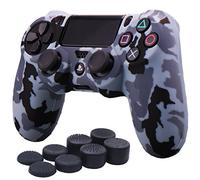 YoRHa Coque en Silicone pour Manette Sony PS4/Slim/Pro Dualshock 4 Motif Camouflage avec 8 poignées de Pouce