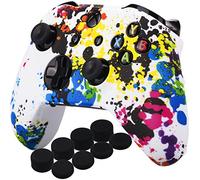 Yorha d'impression Silicone Housse Silicone Couverture Skin Peau Coques Cas pour Xbox One S/X Manette x 1 (Graffiti) avec Capuchon de Joystick Poignées Pro Thumb Grip x 8