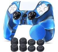 YoRHa Grip Texture Silicone Peau Coques Skin pour Manette PS5 Dualsense x 1 (Bleu) avec Pro Thumb Grips Prises de Pouce x 8
