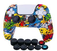 YoRHa Housse Coques Autocollants en Impression Silicone épaissi Skin Cover pour PS5 Dualsense Manette (Graffiti Comique) x 1 avec Prises de Pouce x 10