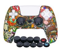 YoRHa Housse Coques Autocollants en Impression Silicone épaissi Skin Cover pour PS5 Dualsense Manette (Bêtes) x 1 avec Prises de Pouce x 10