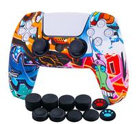 YoRHa Housse Coques Autocollants en Impression Silicone épaissi Skin Cover pour PS5 Dualsense Manette (Crânes comiques) x 1 avec Prises de pouce x 10