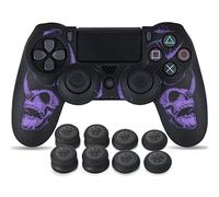 YoRHa Lot de 8 coques en silicone pour manette de PS4 - Motif crânes - Violet