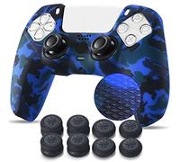 Yorha Points Imprimé Housse Coques Autocollants en Silicone Skin Cover pour PS5 Dualsense Manette (Bleu) x 1 avec Prises de Pouce x 10