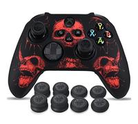 YoRHa Sculpture au Laser Silicone Peau Coques Skin pour Manette Xbox Series X/S x 1 (Rouge) avec Pro Thumb Grips Prises de Pouce x 8
