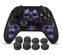 YoRHa Sculpture au Laser Silicone Peau Coques Skin pour Manette Xbox Series X/S x 1 (Violet) avec Pro Thumb Grips Prises de Pouce x 8