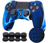 YoRHa Studded Housse en Silicone Coque Custom pour PS4/Slim/Pro Manette x 1 (Camouflage Bleu) avec FPS Pro Thumb Grip poignée Pouce Pro x 8