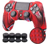 YoRHa Studded Housse en Silicone Coque Custom pour Sony PS4/Slim/Pro Manette x 1 (camouflage rouge) Avec FPS PRO thumb grip poignée pouce Pro x 8