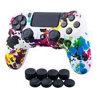 Yorha Transfert d'eau Impression de Camouflage Housse en Silicone Coque Custom pour PS4/Slim/Pro Mantte x 1 (Graffiti) avec FPS Pro Thumb Grip poignée Pouce Pro x 8