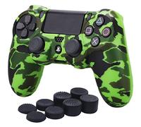 YoRHa Transfert d'eau Impression de Camouflage Housse en Silicone Coque Custom pour PS4/Slim/Pro Mantte x 1 (Vert) avec FPS Pro Thumb Grip poignée Pouce Pro x 8