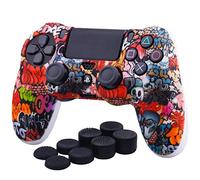 YoRHa Water Transfer Printing (Graffiti Crâne) Housse en silicone pour PS4 Dualshock 4 contrôleur slim/Pro x 1 Avec poignées Pro x 8