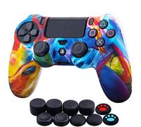 YoRHa Water Transfer Printing (Ruisseau Coloré) Housse en Silicone Skin Cover pour PS4 Dualshock 4 Manette Slim/Pro x 1 avec Thumb Grips x 10