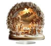 YORISMAL Dieu Blanc Religion Crèche de Noël Ornement 2D en Acrylique Décoration de Table Ambiance Festive Article de Décoration