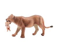 YORISMAL Lionne avec jeune animal - Jouet - Lionne mère portant un jeune animal - Jouet de la faune - Statue miniature marron - Jouet de promotion précoce pour enfants - Faune sauvage