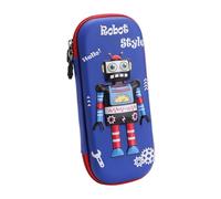YORISMAL Trousse à crayons bleue Robot - Grande capacité - Fermeture éclair - Trousse à crayons 3D de dessin animé - Cadeau pour garçons et filles - Cadeau idéal pour l'école - Sac à fournitures de