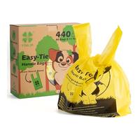 YORJA Tie Handles Lot de 440 sacs à déjections canines épais et solides, 100 % étanches et biodégradables (jaune)
