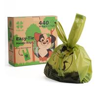 YORJA Tie Handles Lot de 440 sacs à déjections canines, épais et solides, 100 % étanches et biodégradables (vert)