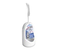 York Bacteria Stop Brosse WC avec Nettoyeur de Rebords Brosse Toilette avec Support Hygiène Salle de Bain Antibactérienne Idéal pour Hôtel Restaurant et Maison Poignée Ergonomique 38 cm Blanc Gris