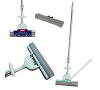 York Balai Serpillère Éponge PVA Absorbante - Manche Télescopique 96-133 cm - Essoreuse Intégrée - Gris Menthe Saturn