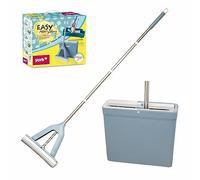 YORK Balai serpillère Easy avec éponge PVA absorbante - 34 cm | Essuie-Sol sans Mains mouillées et Sales | Set de serpillère avec Seau, Manche télescopique | 130 cm, Bleu, 34 x 12,5 x 29,5 cm