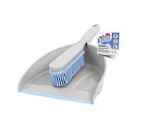 York Balayette et Pelle Kit de Nettoyage avec Rebord Caoutchouc Ensemble de Nettoyage Antibactérien aux Molécules de Zinc Brosse et Ramasse Poussière Hygiénique pour Cuisine et Maison Gris Bleu