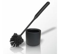 York Brosse de Toilette avec Support Kit Brosse WC et Récipient Intérieur Garniture de Nettoyage Toilettes pour Hôtel Auberge Pension Restaurant pour Hygiène Salle de Bain Moderne Noir Mat 35 x 11 cm