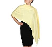 York châles fabriqué à la main Pashmina, avec pampilles, avec cintre inclus, plus de 25 couleurs - Jaune - Taille unique