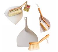 York Eco Natural Ensemble Pelle et Balayette à Main en Matériaux Naturels avec Bord en Caoutchouc Flexible Nettoyage Maison Bureau Cuisine Kit de Balayage Écologique Durable Marron 34x34x7 cm