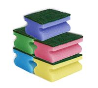 York Eponges a Vaisselle Profilees avec Protege Ongles Forme Ergonomique Prise en Main Facile Lot de 5 Tampons a Recurer Double Face Mousse et Grattoir pour Cuisine Casseroles Vaisselle Multicolore