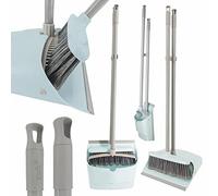 YORK Kit Balai et Pelle avec Manche Long Ensemble de Balayage Vertical avec Peigne de Nettoyage Intégré Set de Ménage Complet pour Sol Intérieur Extérieur Maison Bureau Design Ergonomique Menthe