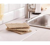 York Lot de 3 Éponges à Vaisselle - Tampons à Récurer - en Sisal Agave et Fibres de Polyester Recyclées - Naturelles