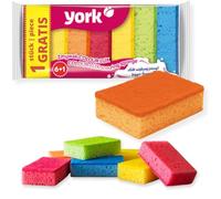 York Lot de 7 Éponges à Récurer Spécial Casseroles Éponge de Cuisine Grattante Multicolore Nettoyage Vaisselle et Surfaces Difficiles Élimination des Taches Tenaces Dimensions 10 x 7 x 3 cm