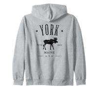 York Maine USA avec élan Design Vieilli Sweat à Capuche
